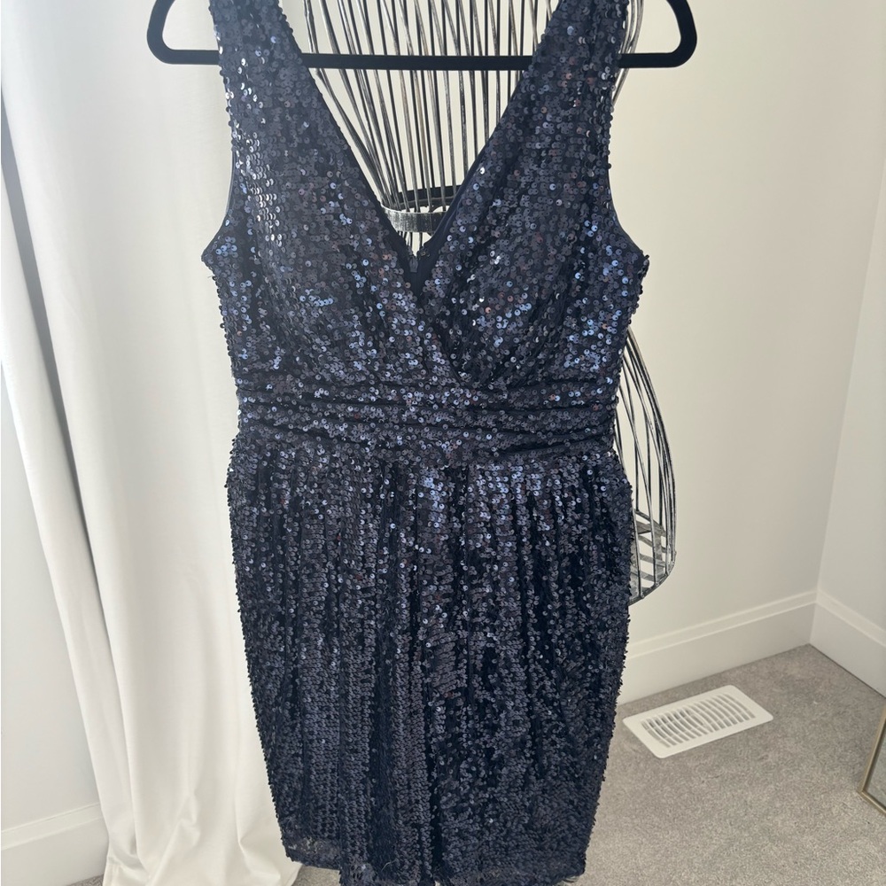 Elegant Navy Sequin Dress